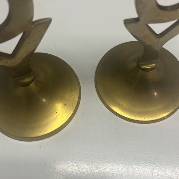 Set of International Silver Co Brass 8” Candlestick Sturdy Holders Joy - Picture 3 of 8